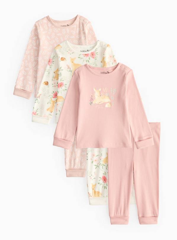 Pink Acorn Printed Pyjama Set 3 Pack 2-3 years